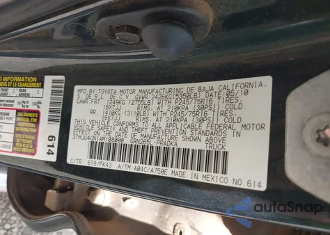 2010 Toyota Tacoma Prerunner V6 из США, поврежденный, VIN 3TMJU4GN1AM108000